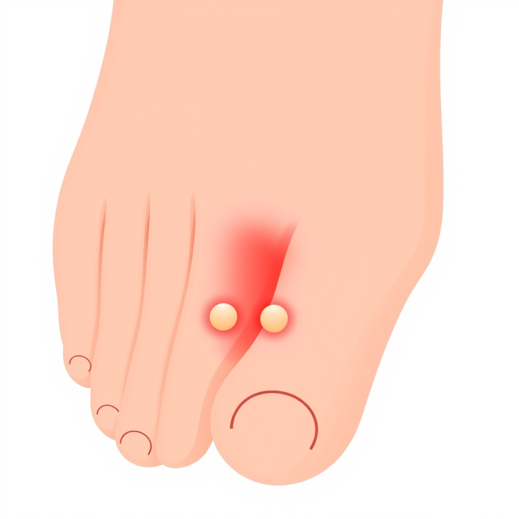 Illustration of sesamoiditis under the big toe — Sharma Foot & Ankle Specialist, Plano TX